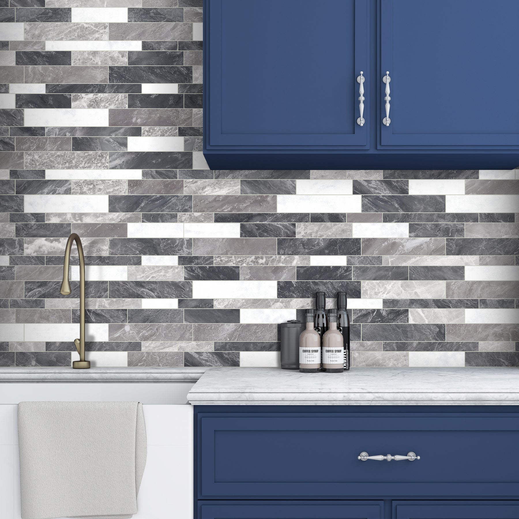 Interlocking Grey Mix Peel and Stick Tile