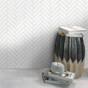 12.4" x 13" Herringbone White Peel and Stick Tile