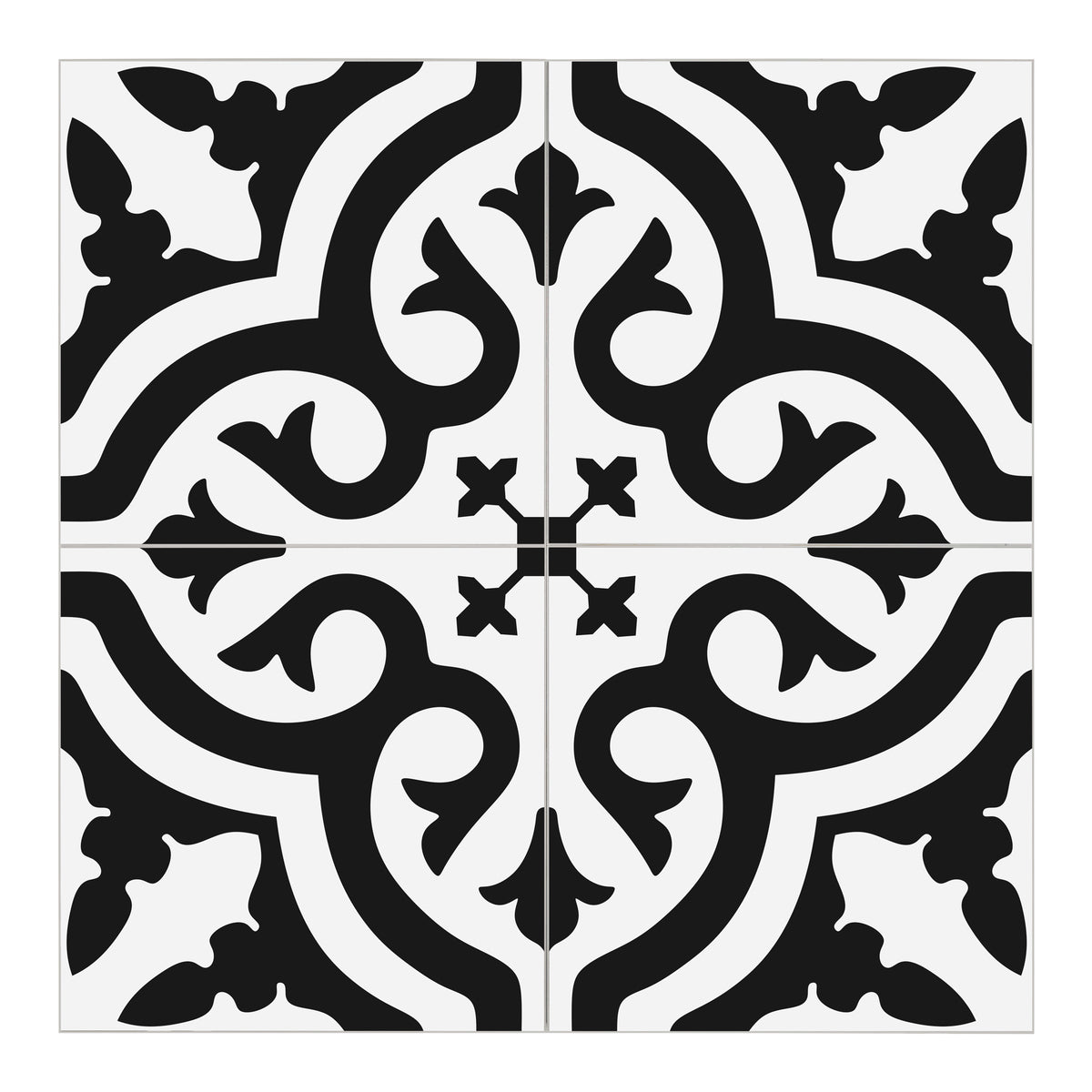 Encaustic Patterned Black and White Peel and Stick Tile