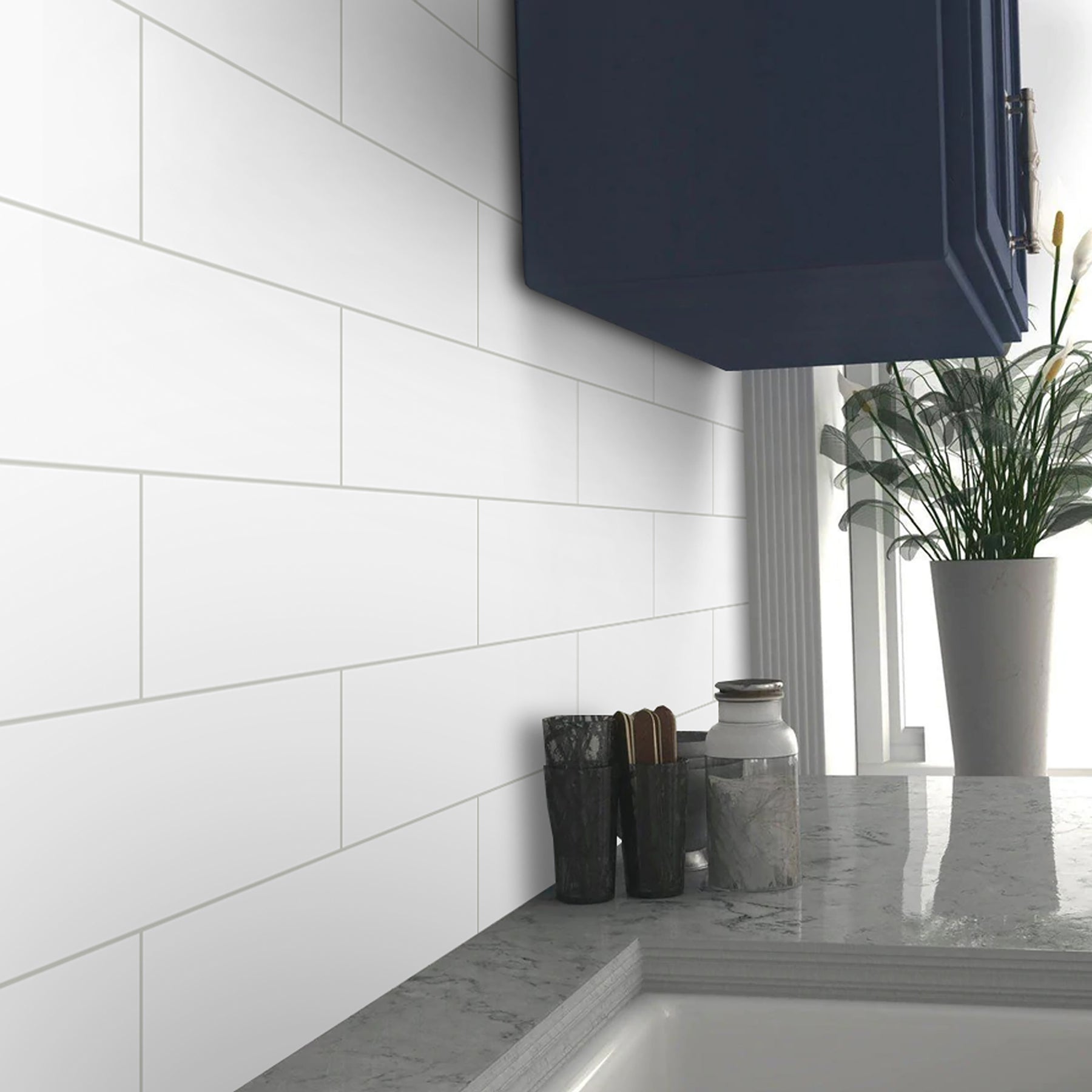 4x12'' White Subway Peel and Stick Tile