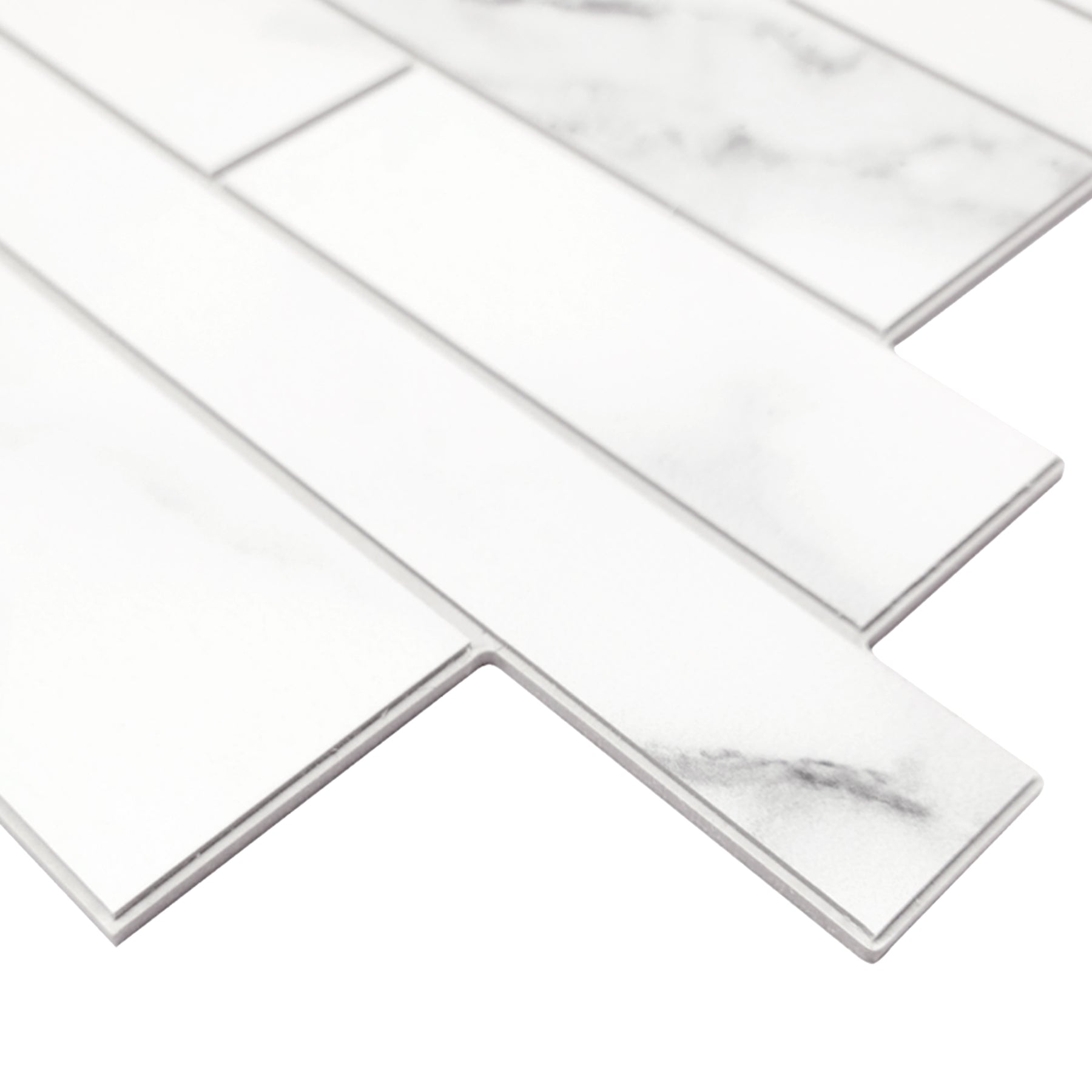 Interlocking Carrara White Peel and Stick Tile