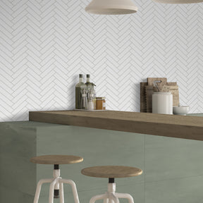 12.4" x 13" Herringbone White Peel and Stick Tile