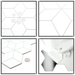 3D Cube Rhombus White Peel and Stick Tile