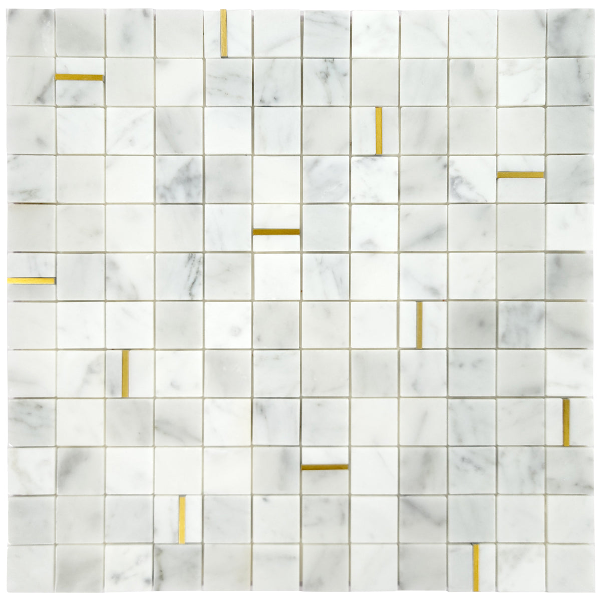 Luxury White Carrara Natural Marble and Gold Peel and Stick Tile