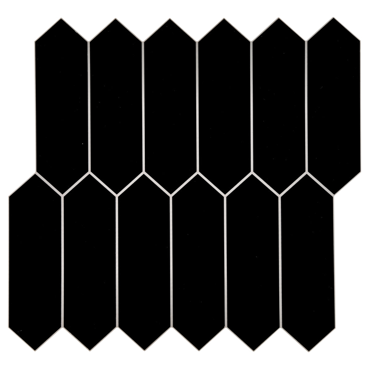 Picket Long Hexagon Black Peel and Stick Tile