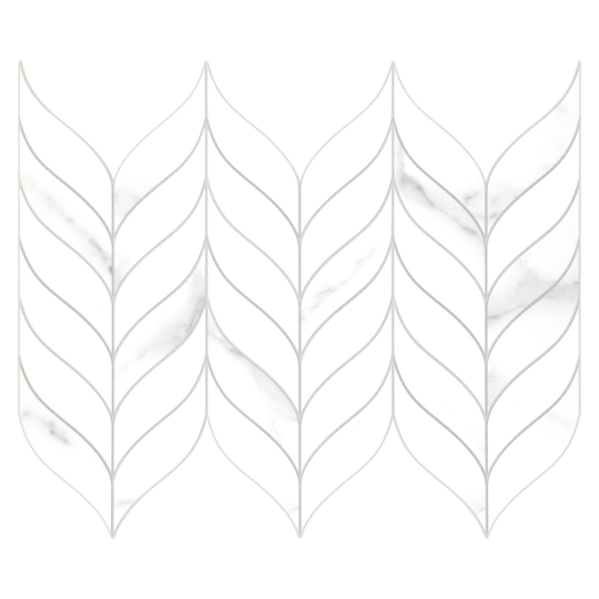 Waterjet Leaf White Peel and Stick Tile