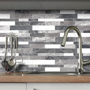 Interlocking Grey Mix Peel and Stick Tile