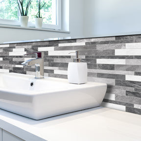 Interlocking Grey Mix Peel and Stick Tile