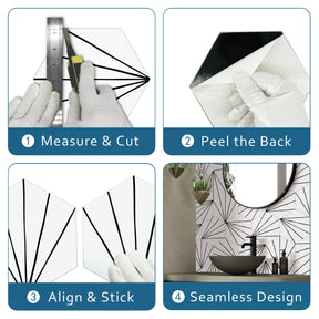 6x7'' Art Deco Hexagon White Peel and Stick Tile