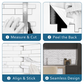 Interlocking Carrara White Peel and Stick Tile