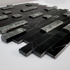 3D Black Marquina Natural Marble Peel and Stick Tile