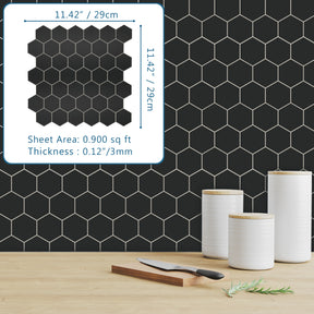 2'' Hexagon Black Peel and Stick Tile