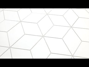 3D Cube Rhombus White Peel and Stick Tile